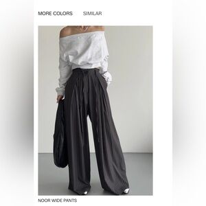 The Frankie Shop Noor Pinstripe Wide-Leg Pants - Grey - Size Small